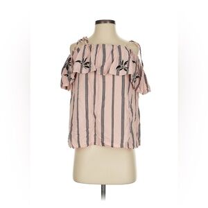 LOFT Off The Shoulder Pink Striped Top